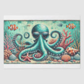 Koele diepten: de stijlvolle octopus decoupage tissuepapier (Voorkant)