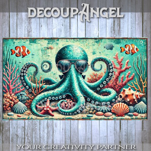 Koele diepten: de stijlvolle octopus decoupage tissuepapier