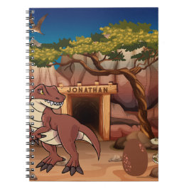 Koele dinosaurus gepersonaliseerde cartoon voor ki notitieboek