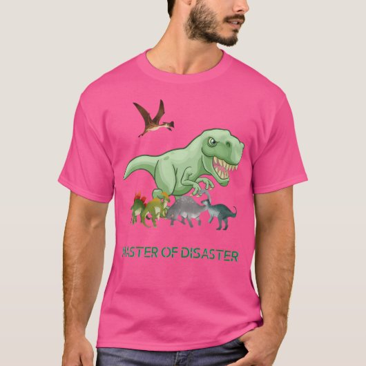 Koele dinosaurus T-Rex Master of Desaster T-shirt (Voorkant)