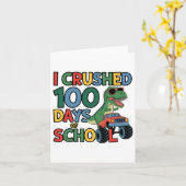 Koele dinosaurus T-rex monstertruck 100 dagen verp Kaart (Gele Bloem)