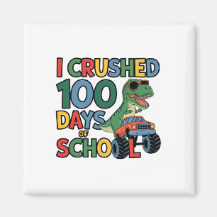 Koele dinosaurus T-rex monstertruck 100 dagen verp Magneet