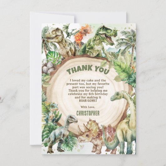 Koele dinosaurussen groen dino-mite verjaardagsfee bedankkaart (Voorkant)