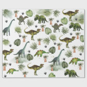 Koele dinosaurussen T-Rex Jurrasic groen ontvlecht Cadeaupapier (Vlak)