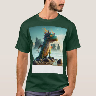 Koele draak op het strand t-shirt