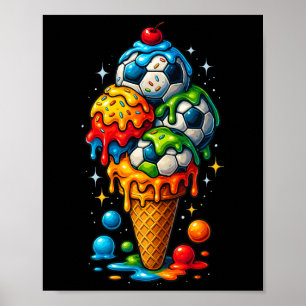 Koele druipende voetbal kunst sport illustratie sm poster