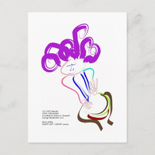 koele drummer briefkaart (Voorkant)