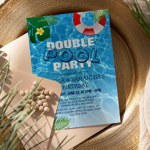 Koele dubbele zwembadfeest gezamenlijke verjaardag kaart