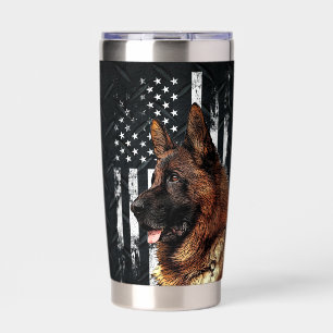 Koele Duitse Herder Hond Pet Amerikaanse Vlag Geïsoleerde Drinkbeker