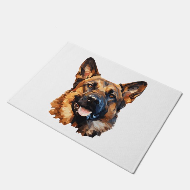 Koele Duitse Herder in polygoonstijl Classic T-Sh Deurmat (Schuin)