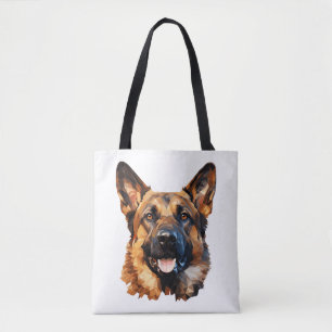 Koele Duitse Herder in polygoonstijl Classic T-Sh Tote Bag