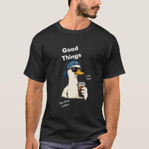 Koele Eend met Zonnebril & Koffie – Grappig Casual T-shirt