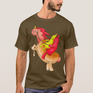 Koele eenhoorn hotdog grappig gehoornde paard eten t-shirt