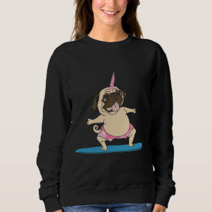 Koele Eenhoorn Pug Surfen, trendy design Classic T Trui