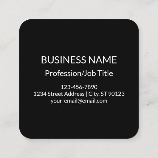 Koele eenvoudige minimalistische sjabloon | zwart vierkante visitekaartje (Achterkant)