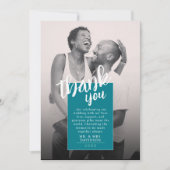 Koele Eenvoudige Unieke Turquoise Foto Dank u Kaar Save The Date (Voorkant)