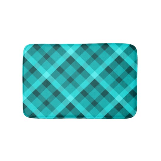 Koele Elegante Turquoise Plaid Kleine Badmat (Voorkant)