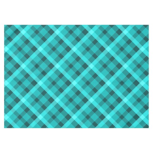 Koele Elegante Turquoise Plaid Medium Tafelkleed (Voorkant (Horizontaal))