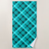 Koele Elegante Turquoise Plaid Strandlaken (Voorkant)