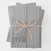 Koele elegante zwart-wit bamboe houtprint inpakpapier vel (In situ)