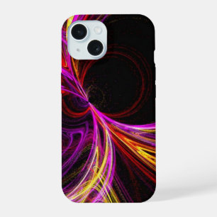 koele elektrische neon gele fuchsia paarse abstrac iPhone 15 case