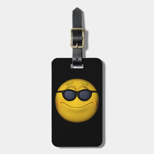 Koele emoticon met zonnebril bagagelabel (Voorkant verticaal)