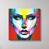 Koele en griezelige kleurrijke androgyne robot canvas afdruk (Voorkant)