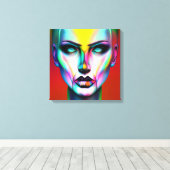 Koele en griezelige kleurrijke androgyne robot canvas afdruk (Insitu (Houten vloer))