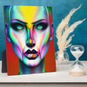 Koele en griezelige kleurrijke androgyne robot fotoplaat (Zijkant)