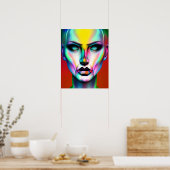 Koele en griezelige kleurrijke androgyne robot poster (Keuken)