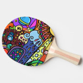 Koele en kleurrijke graffiti tafeltennisbatje (Zijkant)