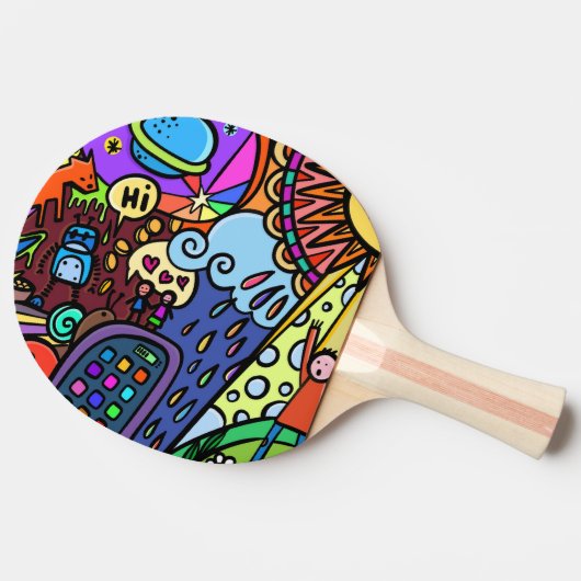 Koele en kleurrijke graffiti tafeltennisbatje (Zijkant)