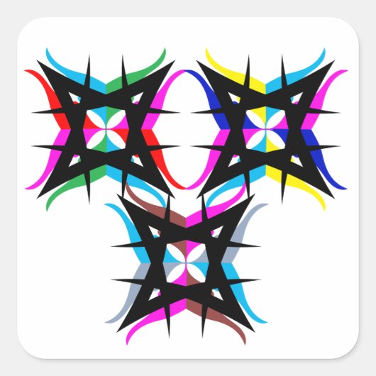 Koele en kleurrijke sticker. vierkante sticker (Voorkant)