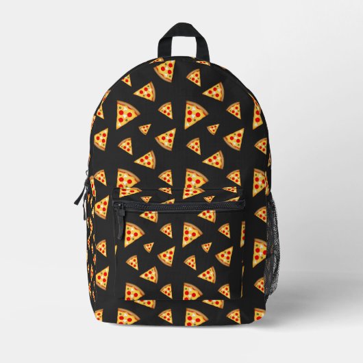 Koele en leuke pizza plakjes patroon donkergrijs bedrukte rugzak (Voorkant)