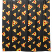 Koele en leuke pizza plakjes patroon donkergrijs douchegordijn (Voorkant)