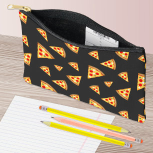 Koele en leuke pizza plakjes patroon donkergrijs etui