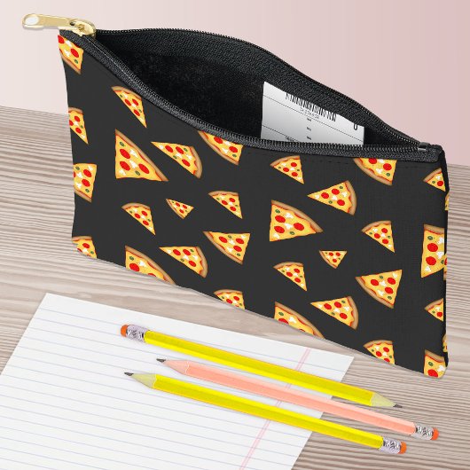 Koele en leuke pizza plakjes patroon donkergrijs etui