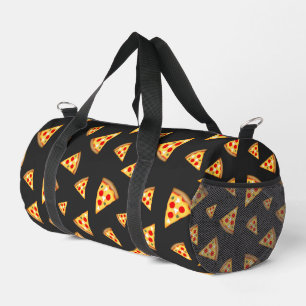 Koele en leuke pizza plakjes patroon donkergrijs plunjezak