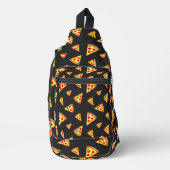 Koele en leuke pizza plakjes patroon donkergrijs sling bag (Voorkant)