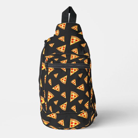 Koele en leuke pizza plakjes patroon donkergrijs sling bag (Voorkant)