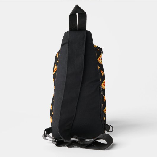 Koele en leuke pizza plakjes patroon donkergrijs sling bag (Achterkant)