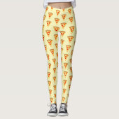 Koele en leuke pizza plakjes patroon lichtgeel leggings (Voorkant)