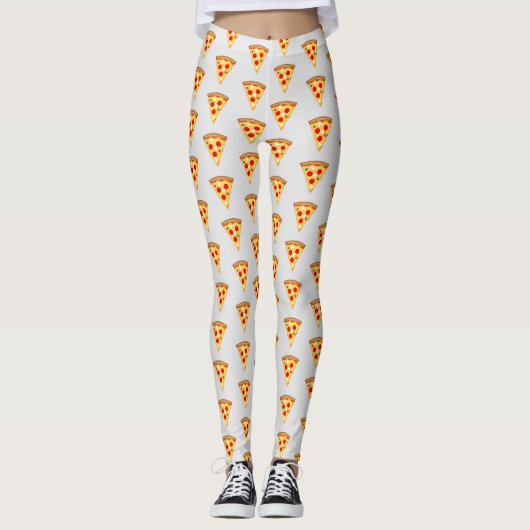 Koele en leuke pizza plakjes patroon lichtgrijs leggings (Voorkant)