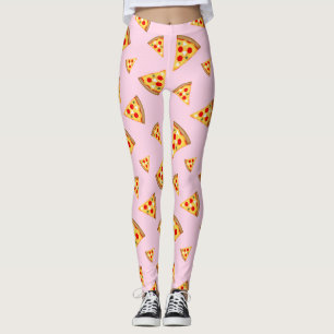 Koele en leuke pizza plakjes patroon lichtroze leggings