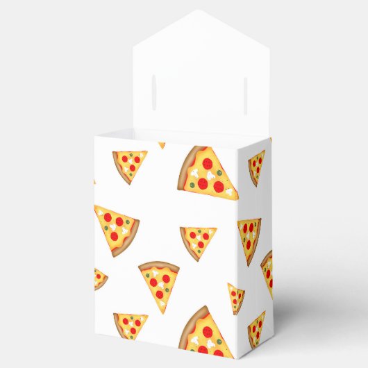 Koele en leuke pizza plakjes patroon Monogram wit Bedankdoosjes (Geopend)