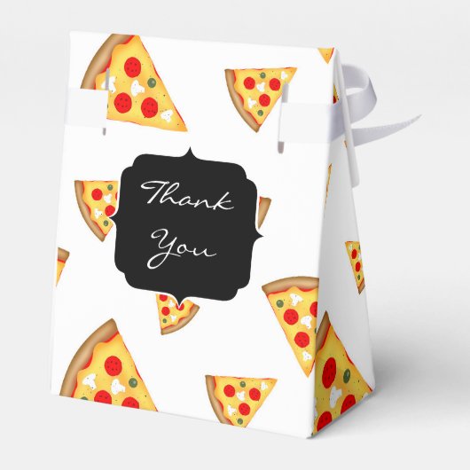 Koele en leuke pizza plakjes patroon Monogram wit Bedankdoosjes (Achterkant)