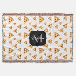 Koele en leuke pizza plakjes patroon Monogram wit Deken