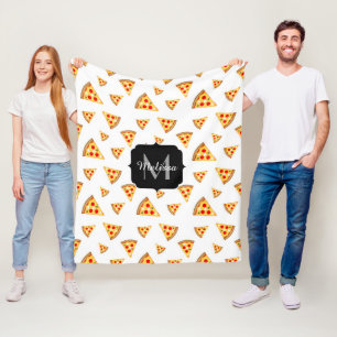 Koele en leuke pizza plakjes patroon Monogram wit Fleece Deken
