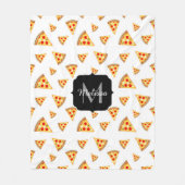 Koele en leuke pizza plakjes patroon Monogram wit Fleece Deken (Voorkant)