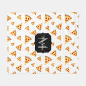 Koele en leuke pizza plakjes patroon Monogram wit Fleece Deken (Voorkant (Horizontaal))
